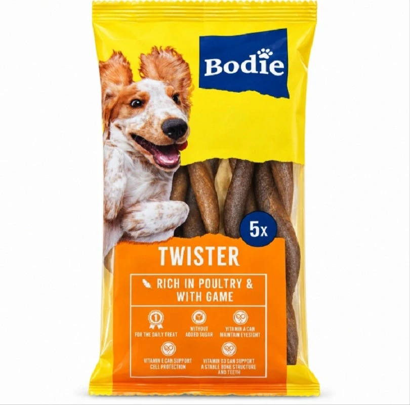 Bodie Twister dvoubarevný bohatý na drůbeží a zvěřinu 5 ks 100g