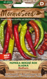 Balení semen sladké papriky REDHORN typu beraní roh MoravoSeed, 40 semen